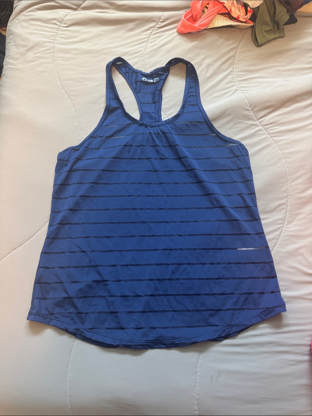ZYIA Navy Blue Striped Racerback Tank Top